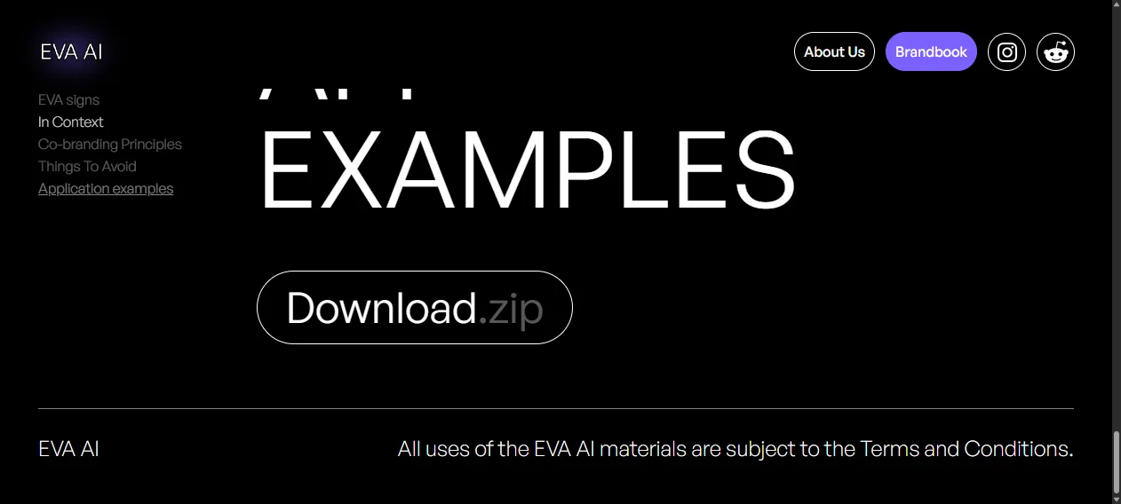 Eva AI brandbook application examples